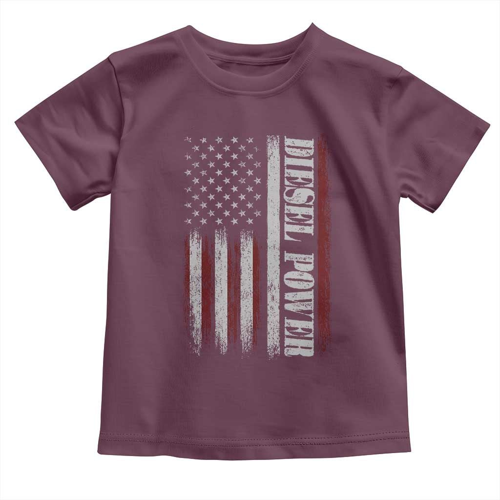 Vintage Distressed Mechanic Trucker Graphic Toddler T Shirt Diesel Power USA Flag