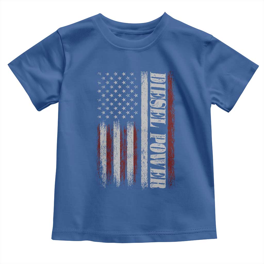 Vintage Distressed Mechanic Trucker Graphic Toddler T Shirt Diesel Power USA Flag