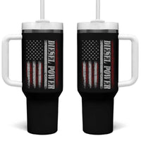 Vintage Distressed Mechanic Trucker Graphic Tumbler With Handle Diesel Power USA Flag