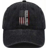 Vintage Distressed Mechanic Trucker Graphic Washed Cotton Baseball Cap Diesel Power USA Flag