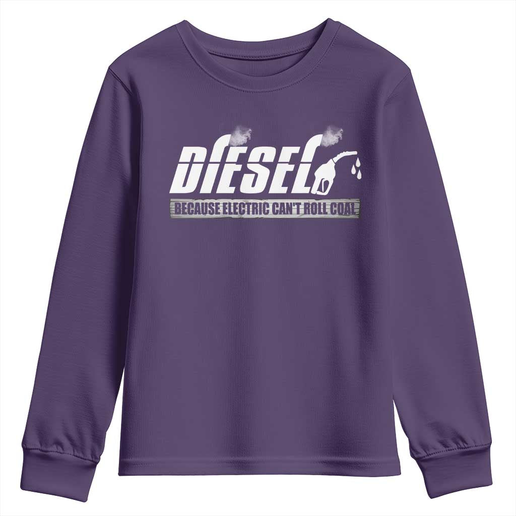 Diesel Because Electric Cars Can't Roll Coal Truck Youth Sweatshirt Trucker Mechanic Graphic