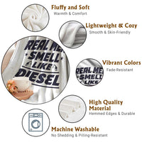 Real Men Smell Like Diesel Truck Mechanic Humor Throw Blanket