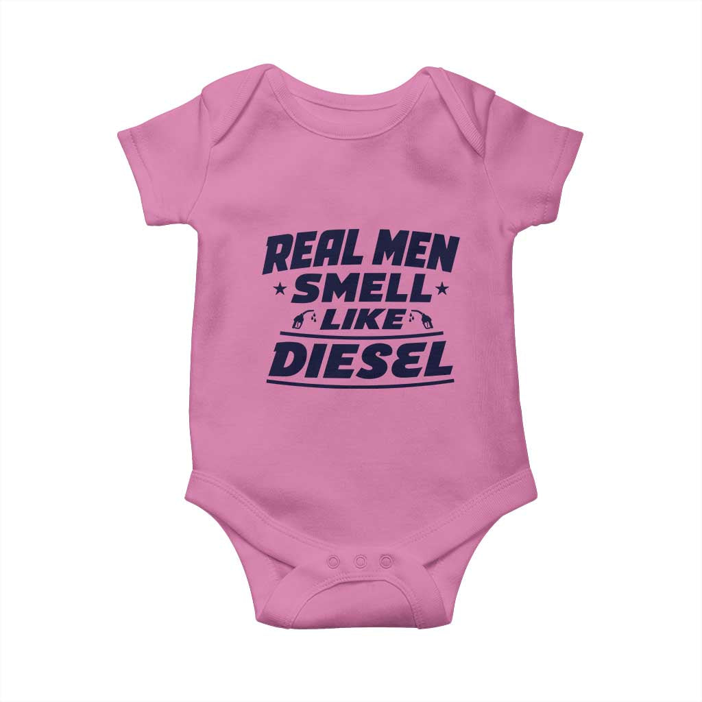 Real Men Smell Like Diesel Truck Mechanic Humor Baby Onesie