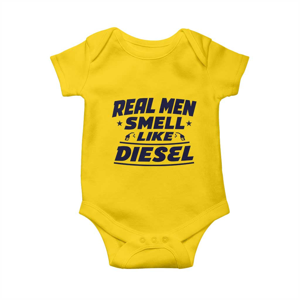 Real Men Smell Like Diesel Truck Mechanic Humor Baby Onesie