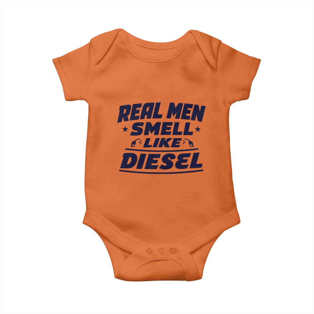 Real Men Smell Like Diesel Truck Mechanic Humor Baby Onesie