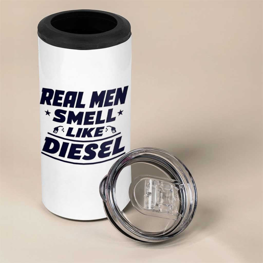 Real Men Smell Like Diesel Truck Mechanic Humor 4 in 1 Can Cooler Tumbler