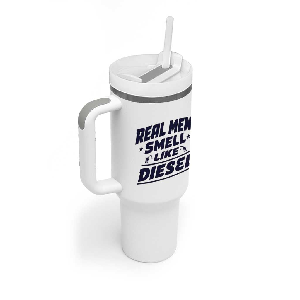 Real Men Smell Like Diesel Truck Mechanic Humor Tumbler With Handle
