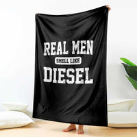 Funny Truck Mechanic Throw Blanket Real Men Smell Like Diesel