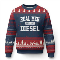 Funny Truck Mechanic Ugly Christmas Sweater Real Men Smell Like Diesel