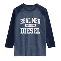Funny Truck Mechanic Raglan Shirt Real Men Smell Like Diesel
