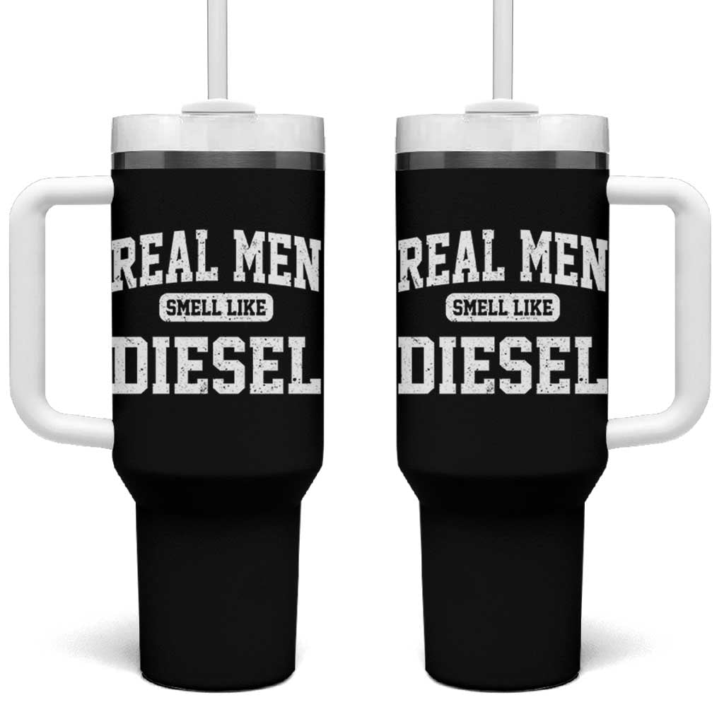 Funny Truck Mechanic Tumbler With Handle Real Men Smell Like Diesel