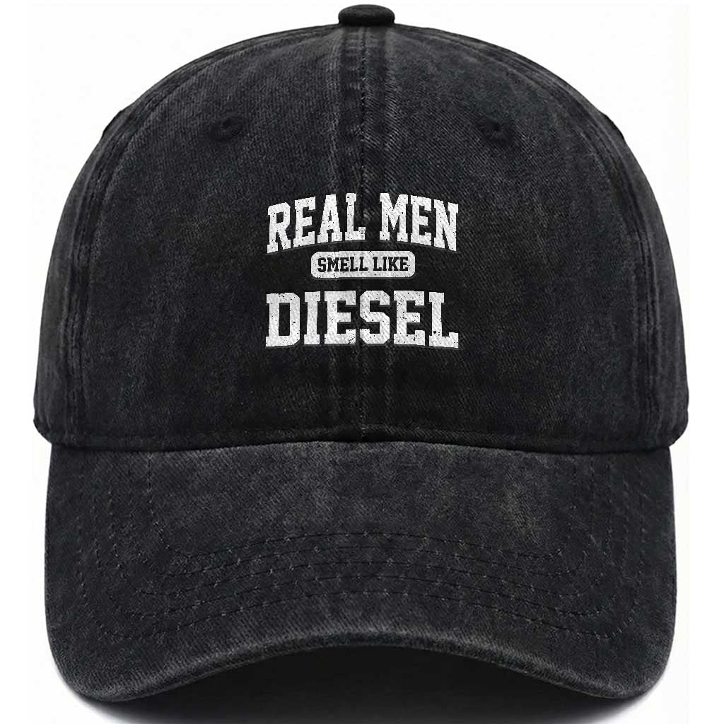 Funny Truck Mechanic Washed Cotton Baseball Cap Real Men Smell Like Diesel