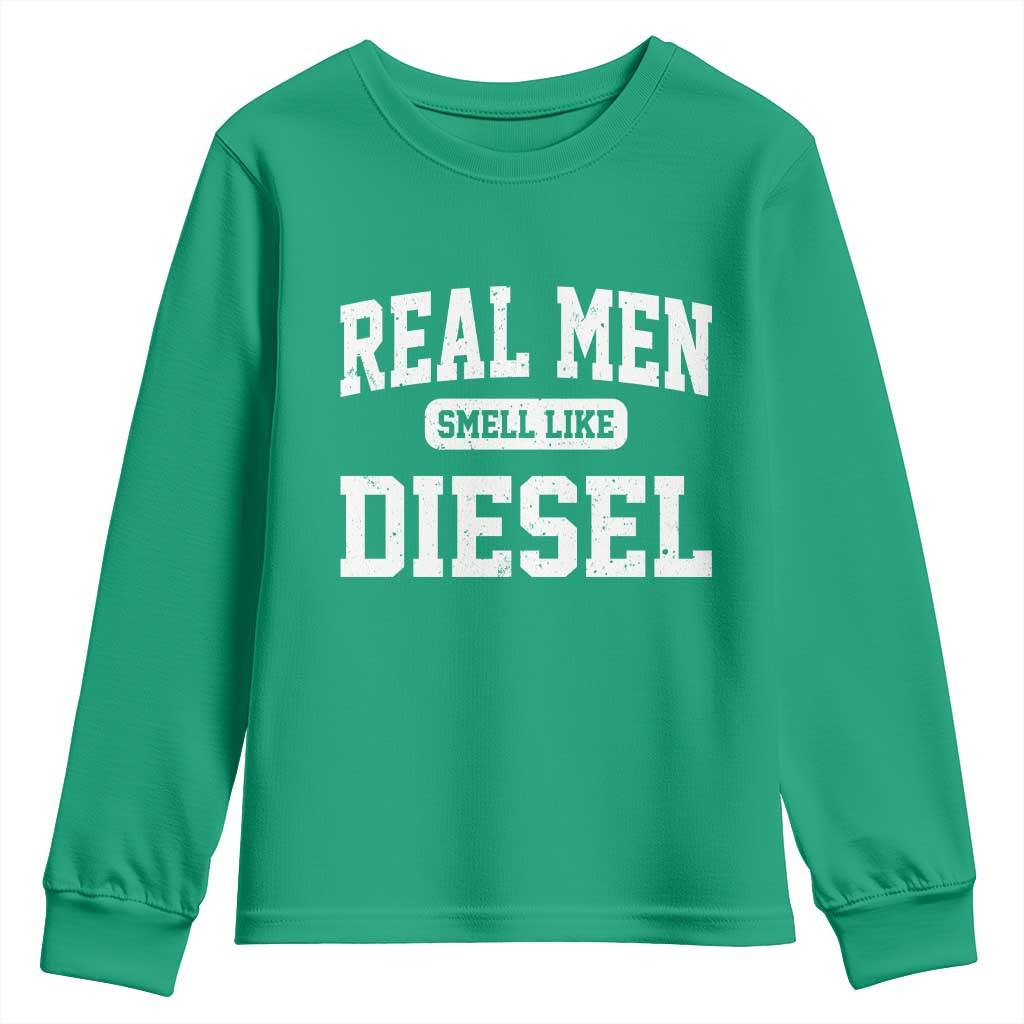 Funny Truck Mechanic Youth Sweatshirt Real Men Smell Like Diesel