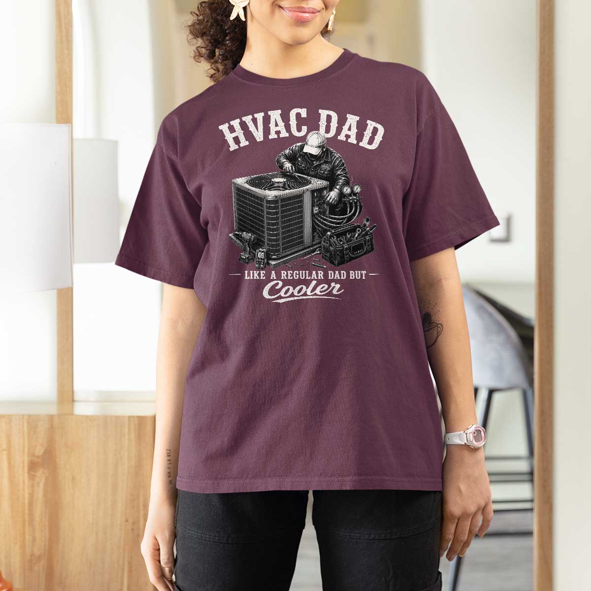 HVAC Dad T Shirt For Women Funny Technician Fathers Day Graphic