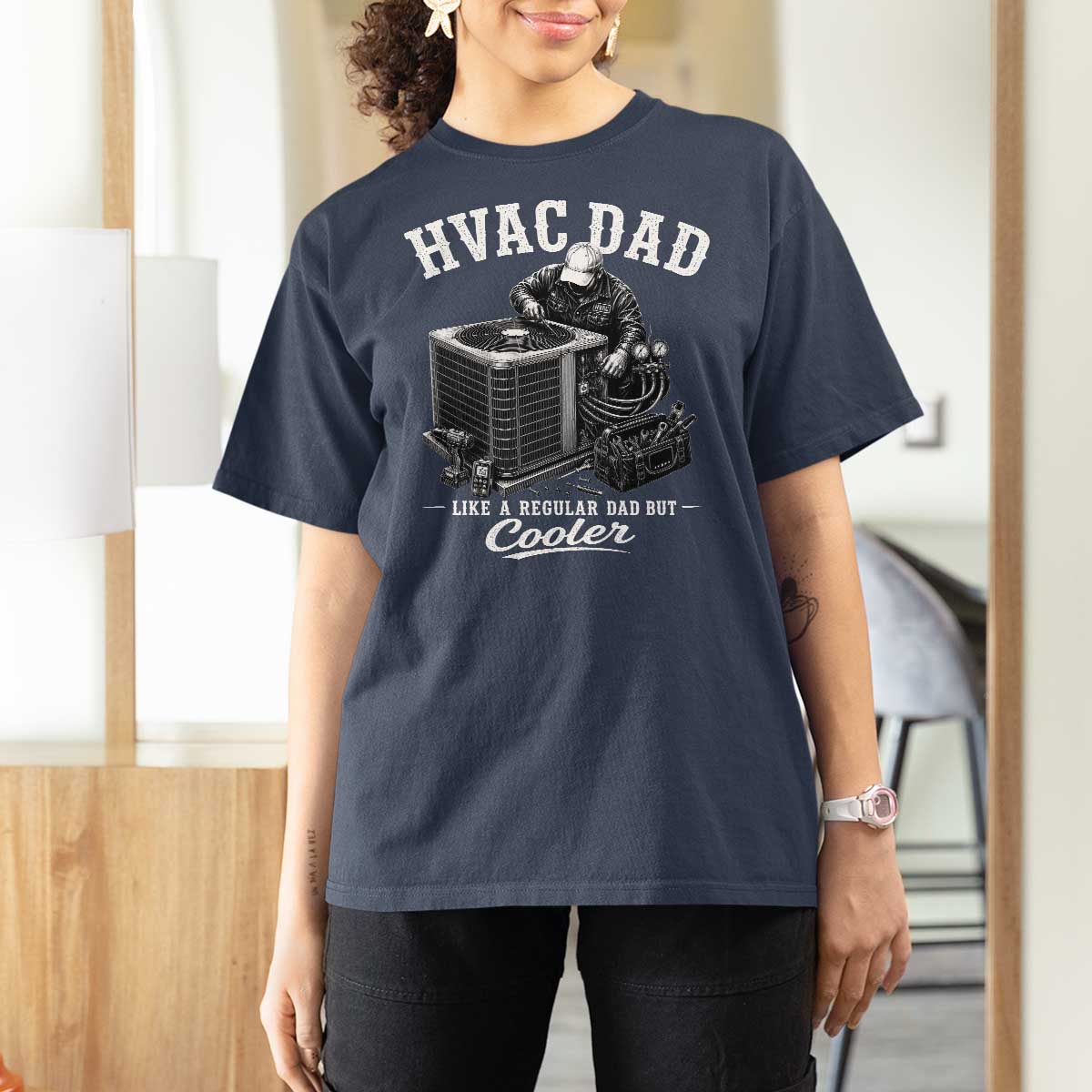 HVAC Dad T Shirt For Women Funny Technician Fathers Day Graphic