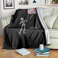 Well Shit Skeleton Detached Arm Throw Blanket Gothic Halloween Flying Balloons Graphic
