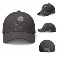 Well Shit Skeleton Detached Arm Baseball Cap Gothic Halloween Flying Balloons Graphic