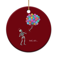 Well Shit Skeleton Detached Arm Ceramic Ornament Gothic Halloween Flying Balloons Graphic
