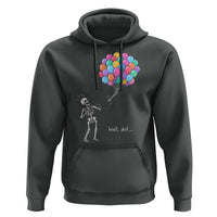 Well Shit Skeleton Detached Arm Hoodie Gothic Halloween Flying Balloons Graphic