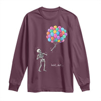 Well Shit Skeleton Detached Arm Long Sleeve Shirt Gothic Halloween Flying Balloons Graphic