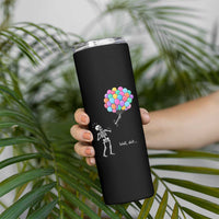 Well Shit Skeleton Detached Arm Skinny Tumbler Gothic Halloween Flying Balloons Graphic