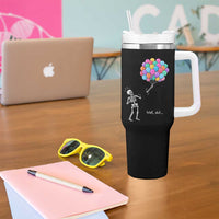 Well Shit Skeleton Detached Arm Tumbler With Handle Gothic Halloween Flying Balloons Graphic