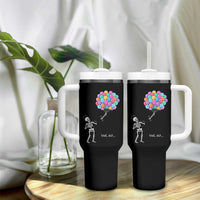 Well Shit Skeleton Detached Arm Tumbler With Handle Gothic Halloween Flying Balloons Graphic