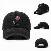Well Shit Skeleton Detached Arm Washed Cotton Baseball Cap Gothic Halloween Flying Balloons Graphic