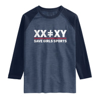 XX Does Not Equal XY Save Girls Sports Raglan Shirt