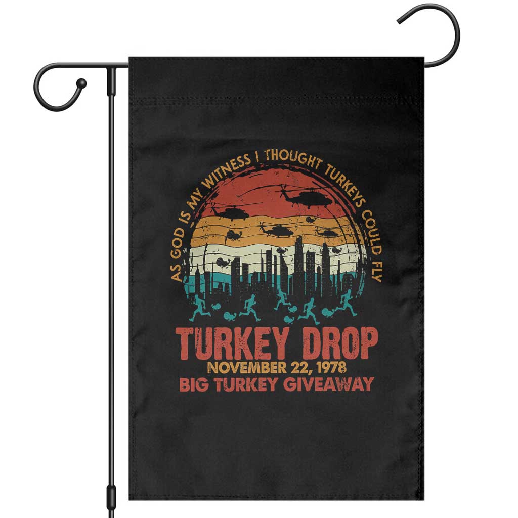 WKRP Turkey Drop Garden Flag Funny Thanksgiving Day First Annual WKRP - Wonder Print Shop