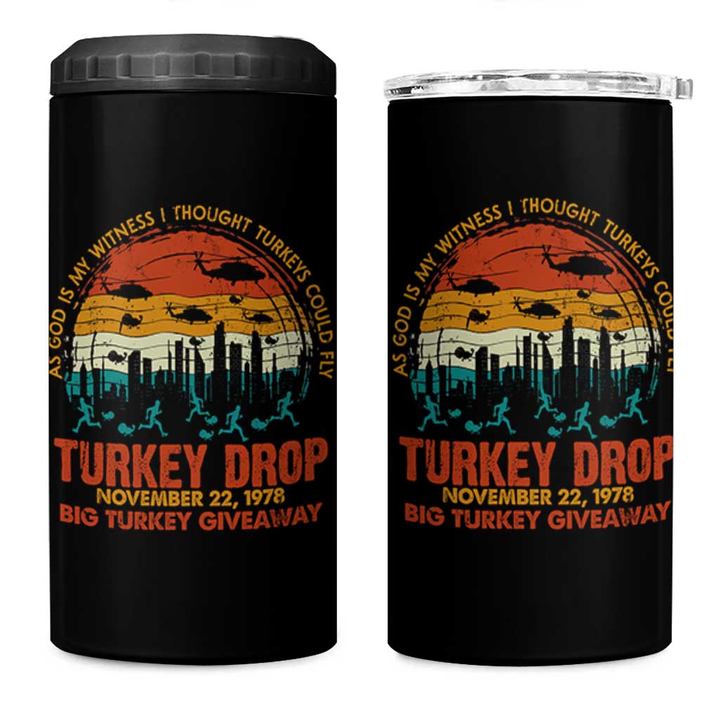 WKRP Turkey Drop 4 in 1 Can Cooler Tumbler Funny Thanksgiving Day First Annual WKRP - Wonder Print Shop
