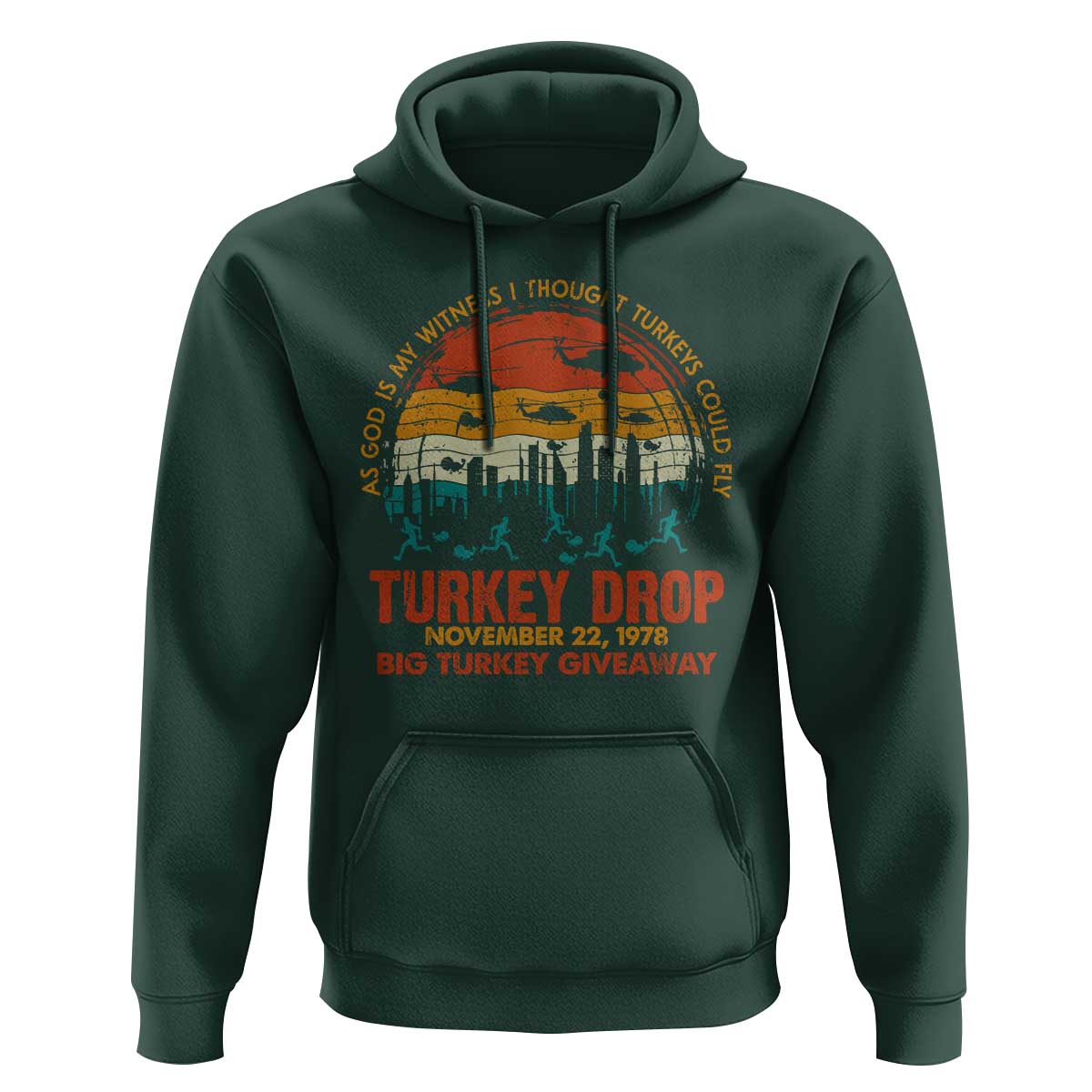 WKRP Turkey Drop Hoodie Funny Thanksgiving Day First Annual WKRP - Wonder Print Shop