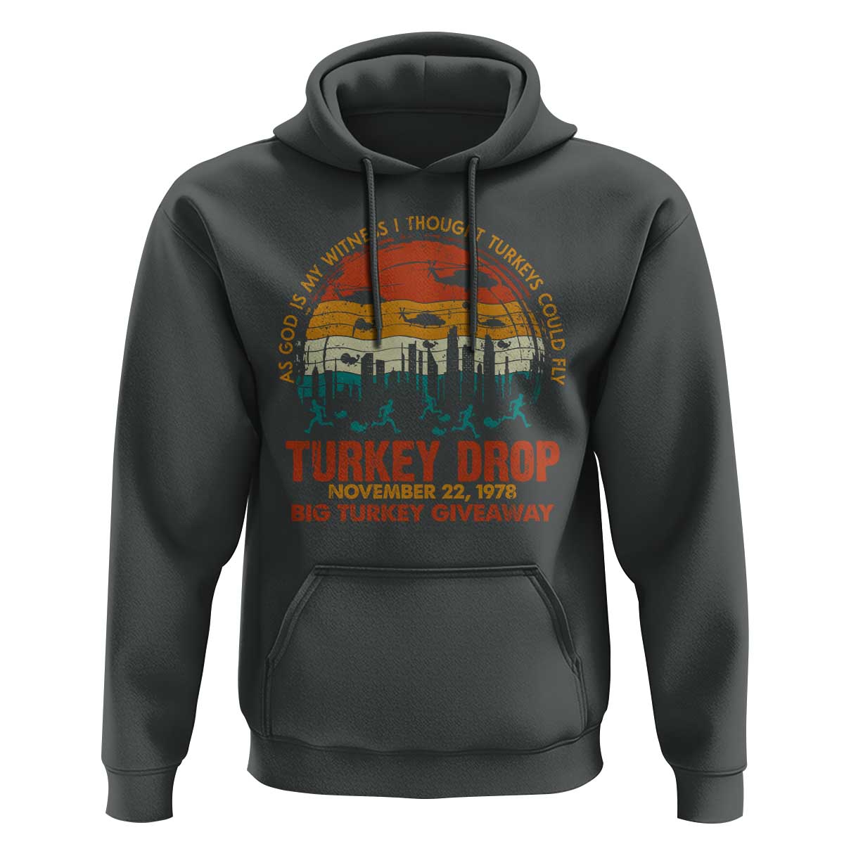 WKRP Turkey Drop Hoodie Funny Thanksgiving Day First Annual WKRP - Wonder Print Shop