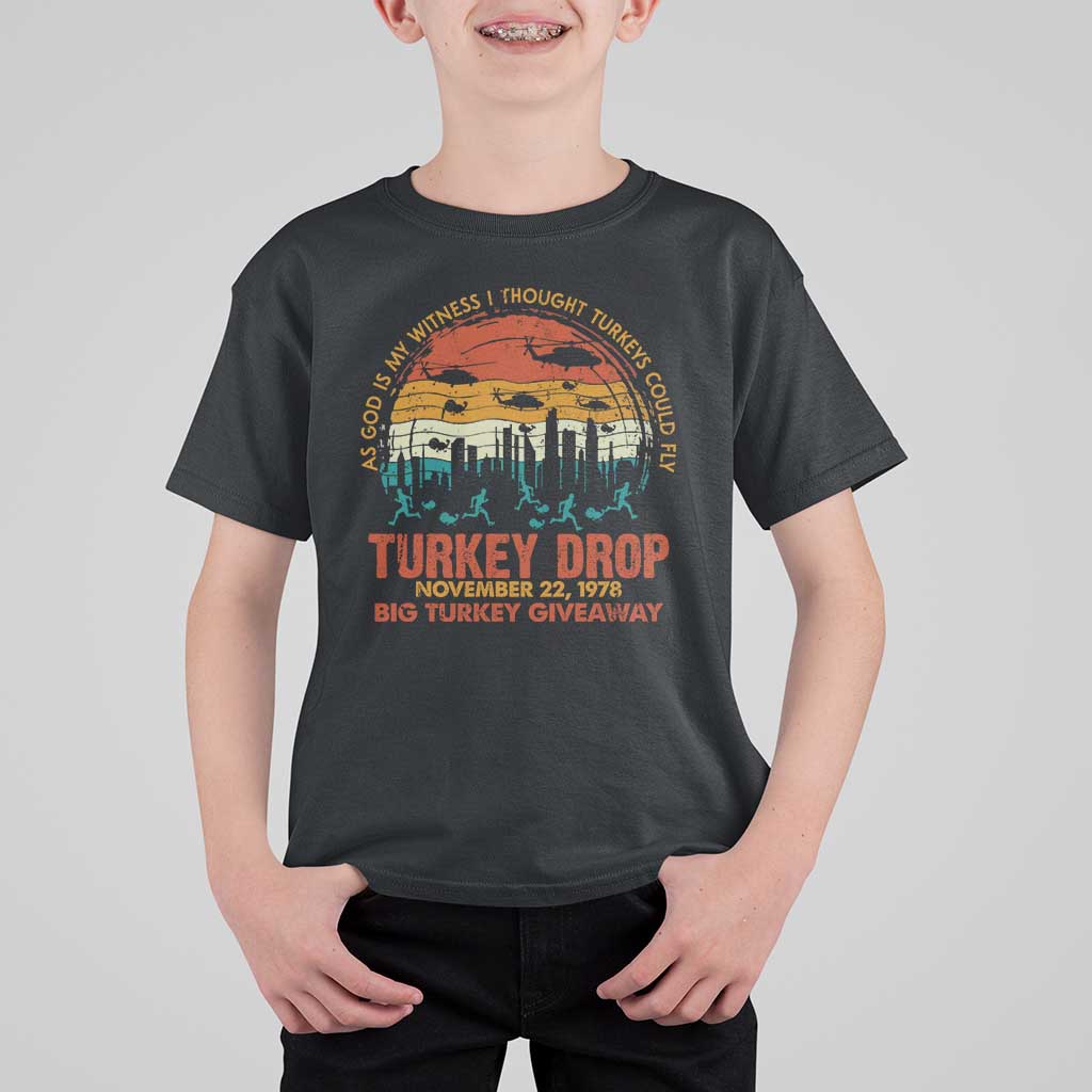 WKRP Turkey Drop T Shirt For Kid Funny Thanksgiving Day First Annual WKRP - Wonder Print Shop