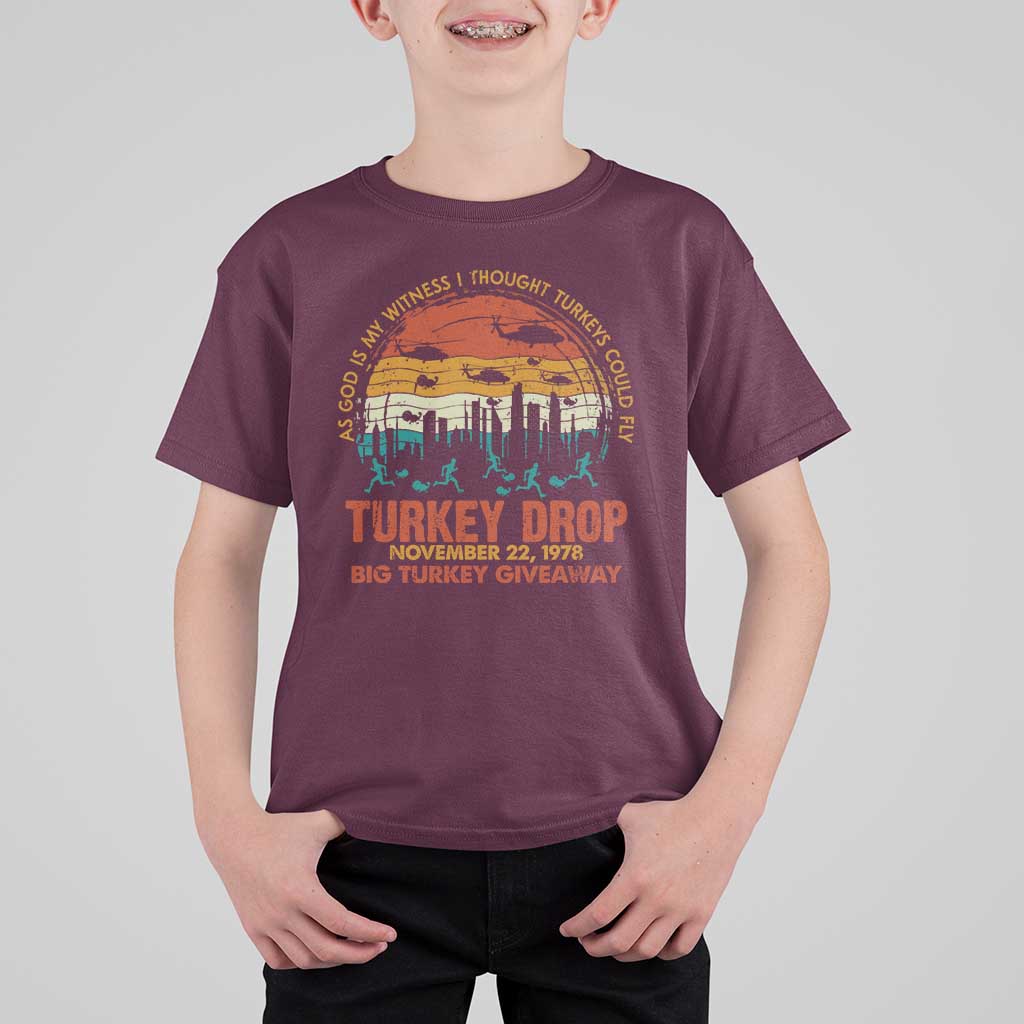 WKRP Turkey Drop T Shirt For Kid Funny Thanksgiving Day First Annual WKRP - Wonder Print Shop