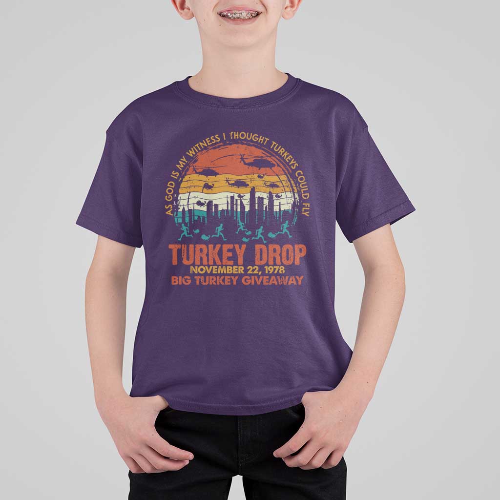 WKRP Turkey Drop T Shirt For Kid Funny Thanksgiving Day First Annual WKRP - Wonder Print Shop