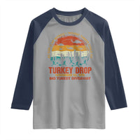 WKRP Turkey Drop Raglan Shirt Funny Thanksgiving Day First Annual WKRP - Wonder Print Shop