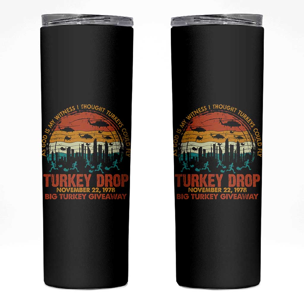 WKRP Turkey Drop Skinny Tumbler Funny Thanksgiving Day First Annual WKRP - Wonder Print Shop