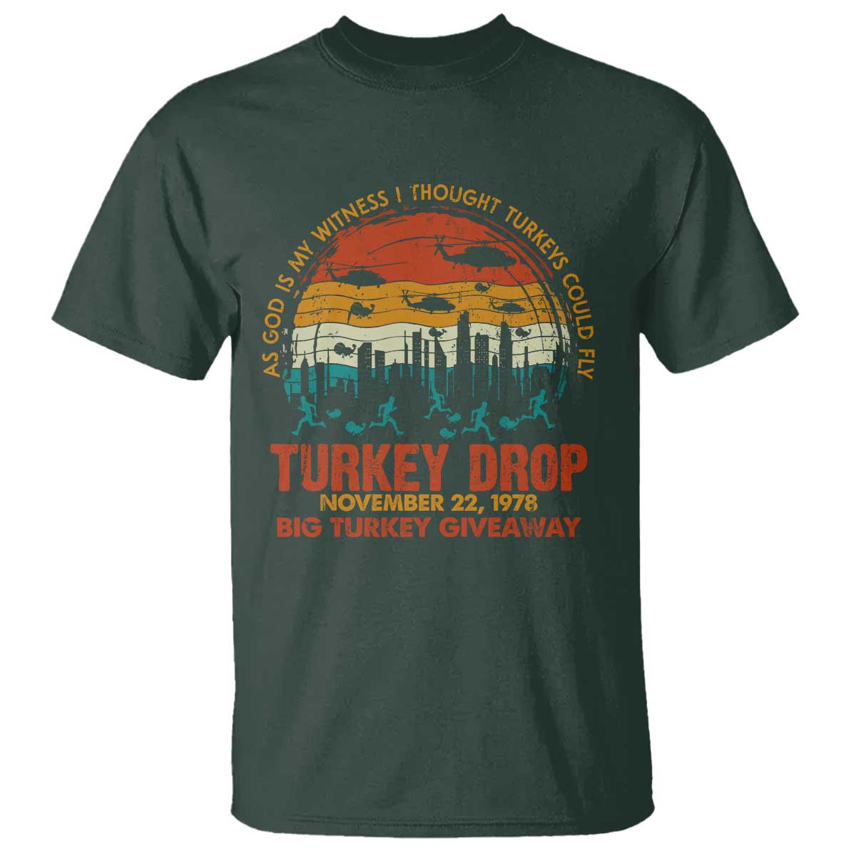 WKRP Turkey Drop T Shirt Funny Thanksgiving Day First Annual WKRP - Wonder Print Shop