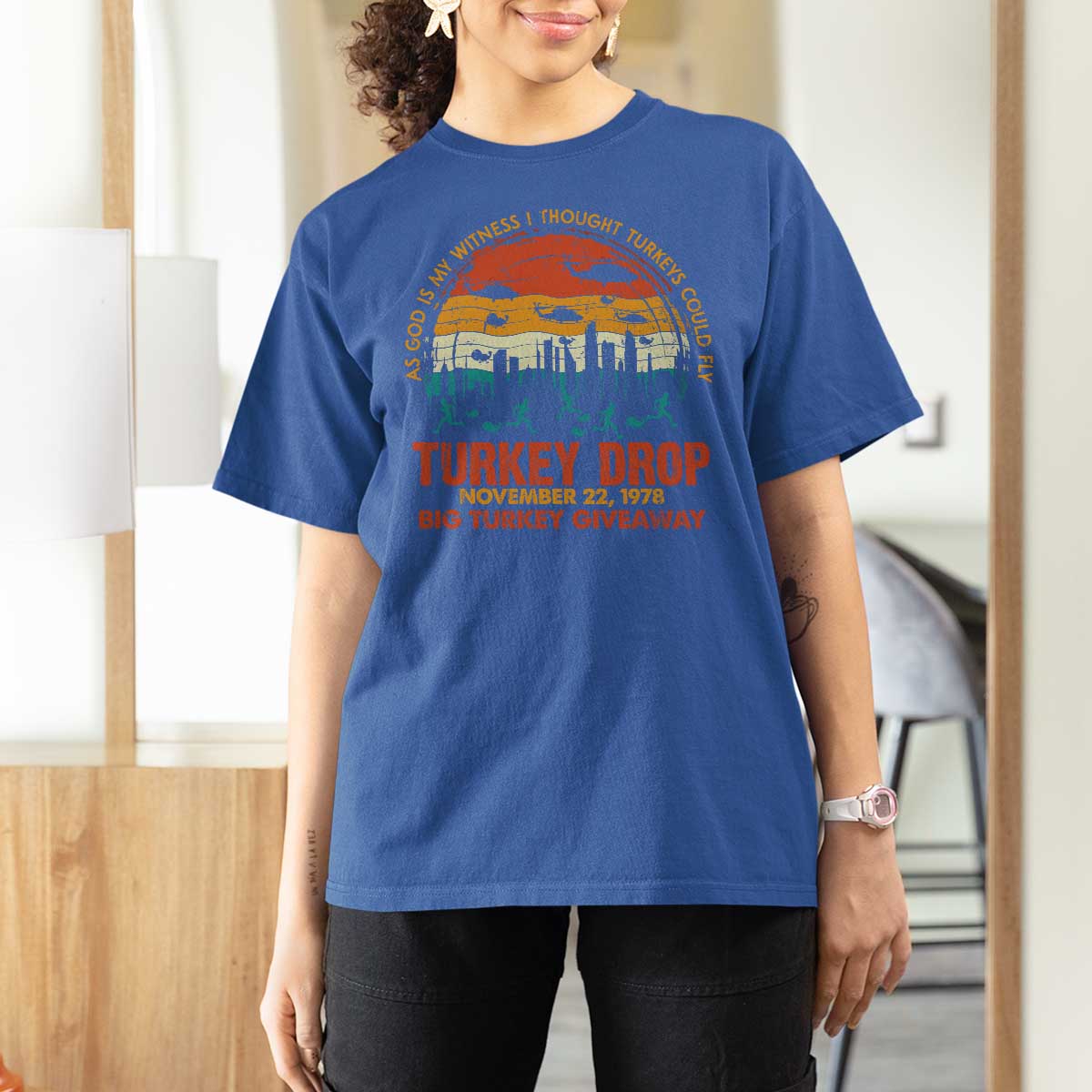 WKRP Turkey Drop T Shirt For Women Funny Thanksgiving Day First Annual WKRP - Wonder Print Shop