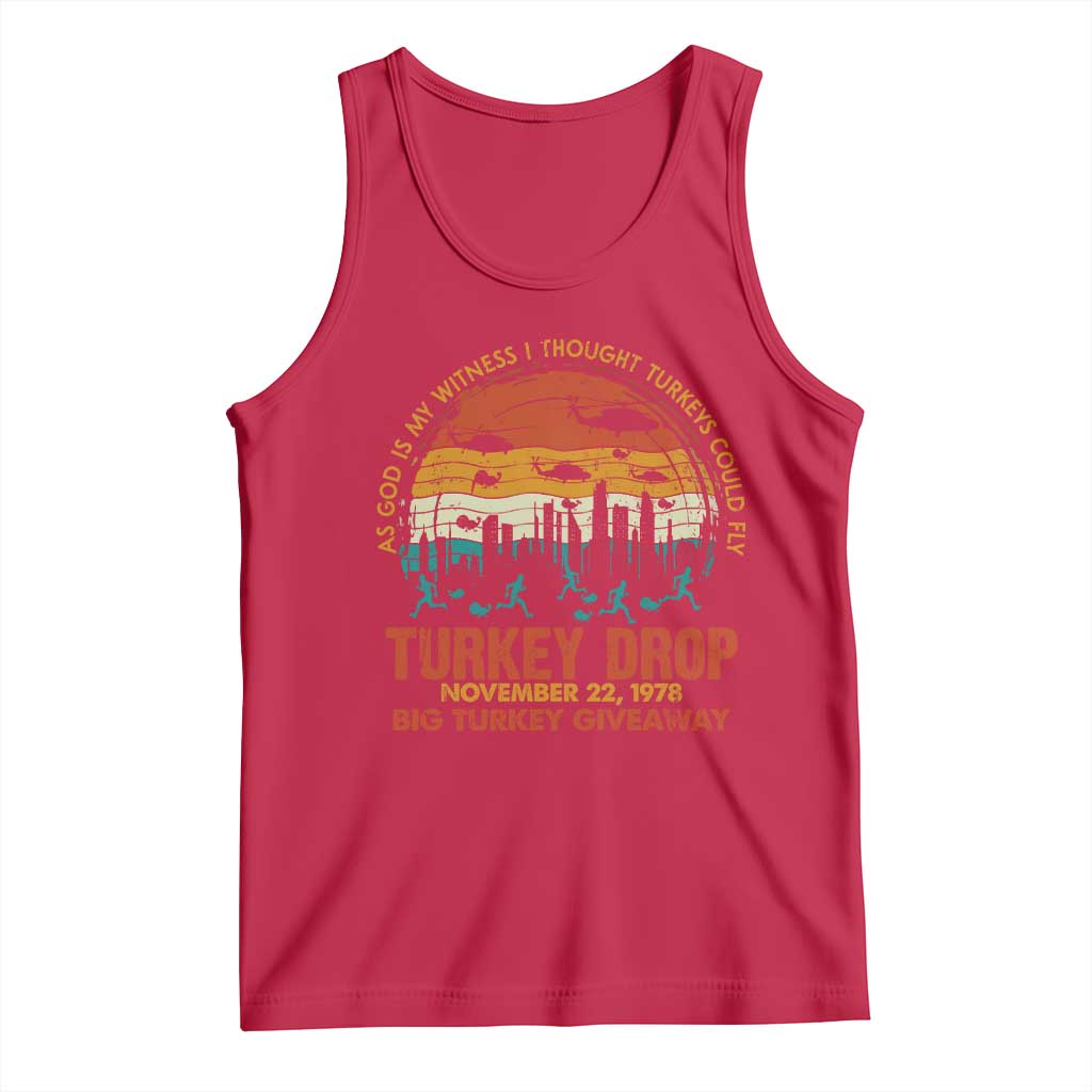 WKRP Turkey Drop Tank Top Funny Thanksgiving Day First Annual WKRP - Wonder Print Shop