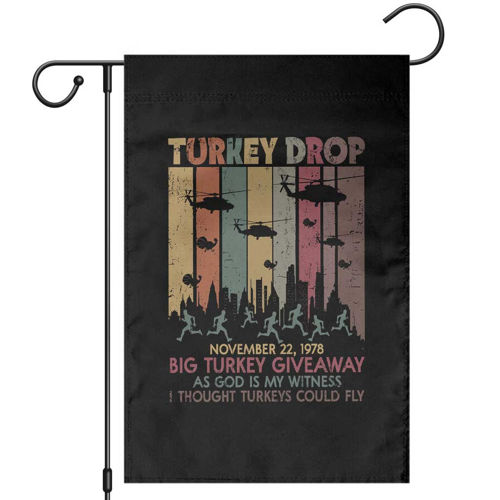 WKRP Turkey Drop Garden Flag Retro First Annual WKRP Funny Thanksgiving Day - Wonder Print Shop