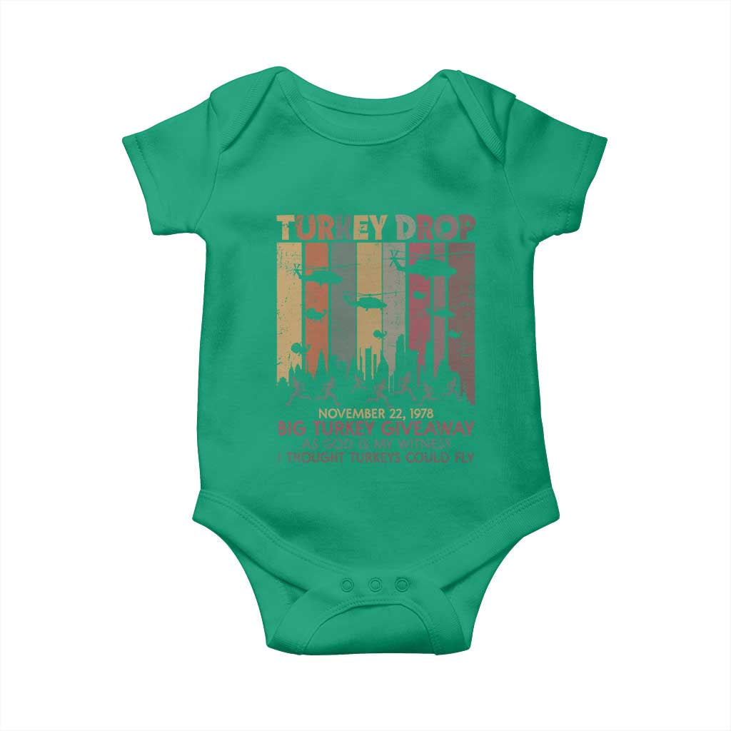 WKRP Turkey Drop Baby Onesie Retro First Annual WKRP Funny Thanksgiving Day - Wonder Print Shop