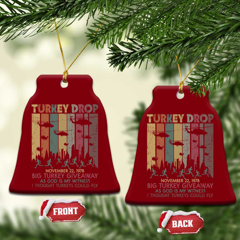 WKRP Turkey Drop Ceramic Ornament Retro First Annual WKRP Funny Thanksgiving Day - Wonder Print Shop