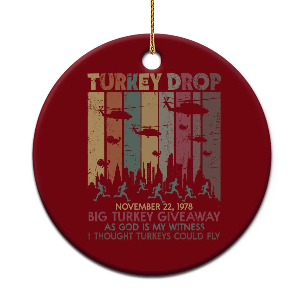 WKRP Turkey Drop Ceramic Ornament Retro First Annual WKRP Funny Thanksgiving Day - Wonder Print Shop