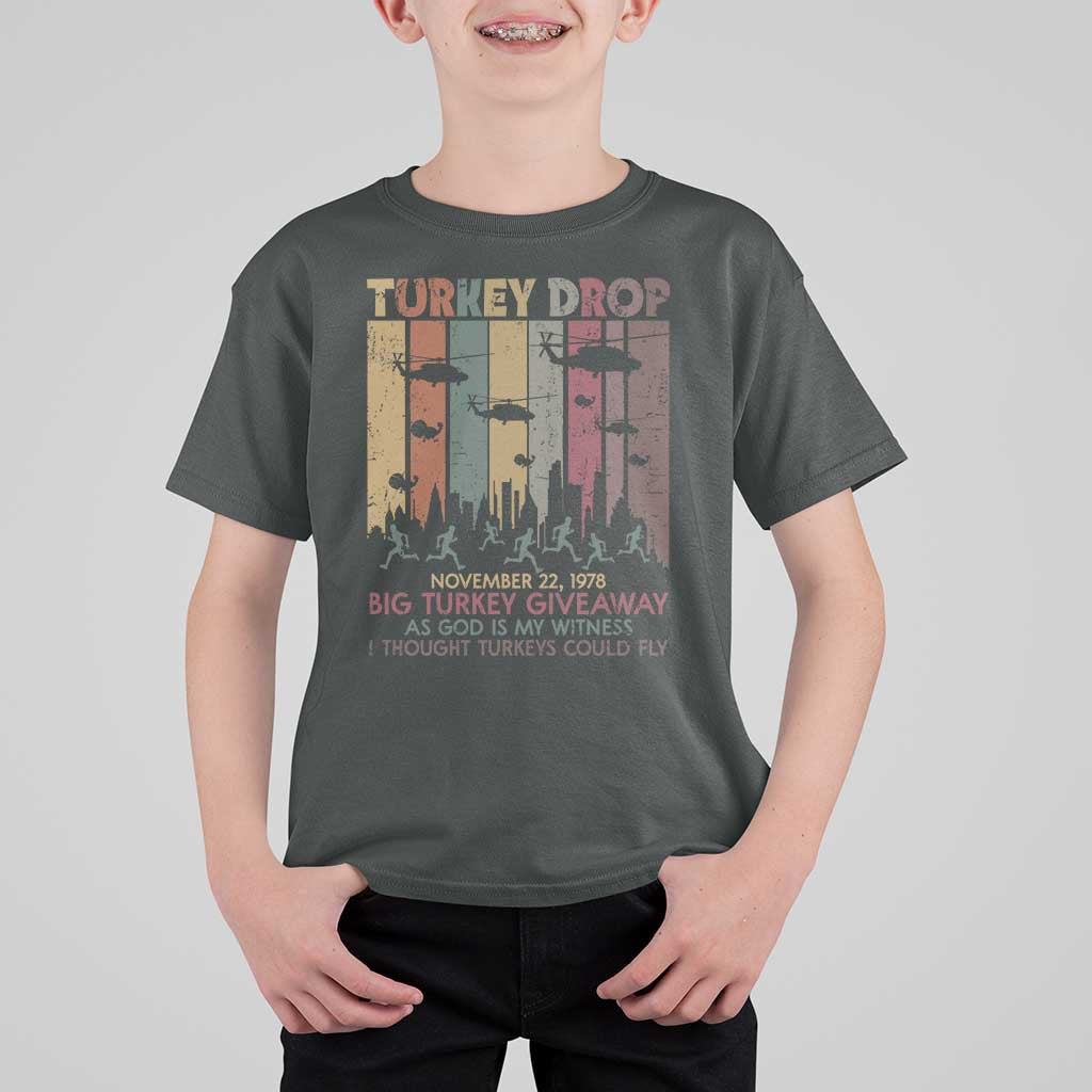 WKRP Turkey Drop T Shirt For Kid Retro First Annual WKRP Funny Thanksgiving Day - Wonder Print Shop