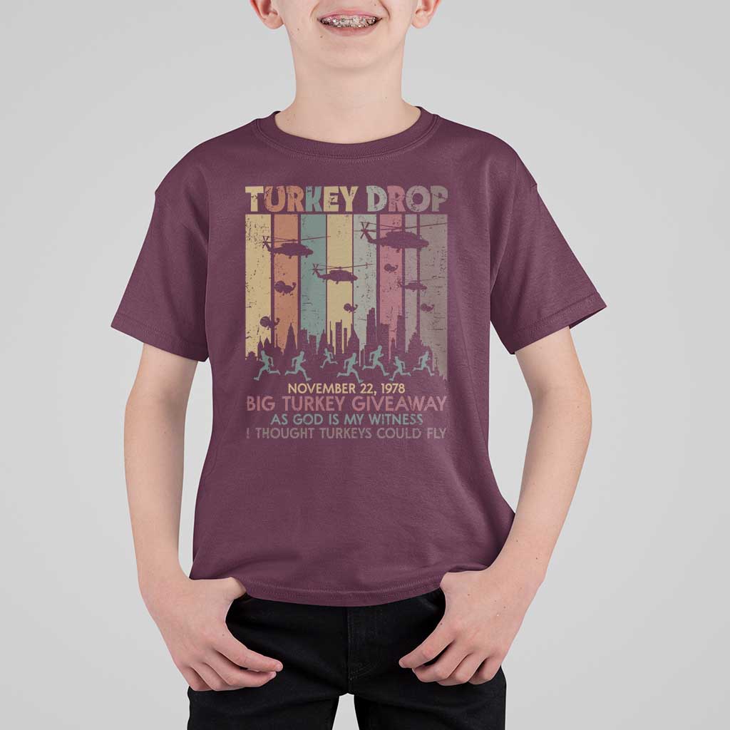 WKRP Turkey Drop T Shirt For Kid Retro First Annual WKRP Funny Thanksgiving Day - Wonder Print Shop