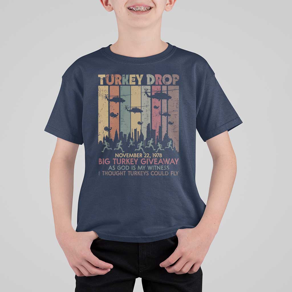 WKRP Turkey Drop T Shirt For Kid Retro First Annual WKRP Funny Thanksgiving Day - Wonder Print Shop