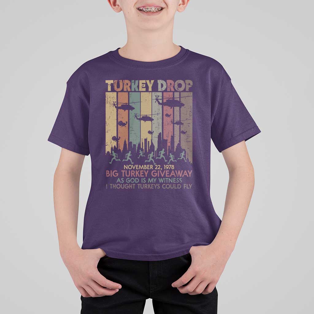 WKRP Turkey Drop T Shirt For Kid Retro First Annual WKRP Funny Thanksgiving Day - Wonder Print Shop