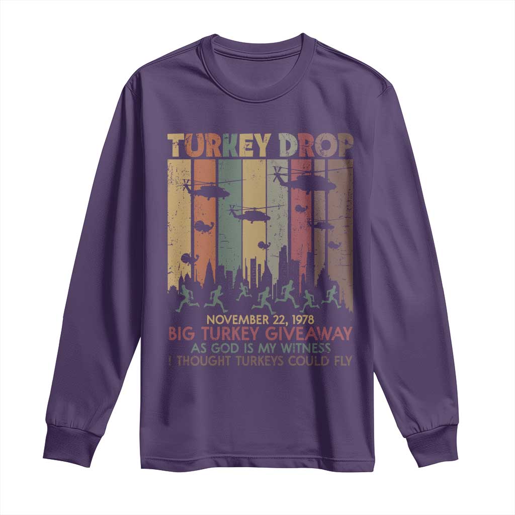 WKRP Turkey Drop Long Sleeve Shirt Retro First Annual WKRP Funny Thanksgiving Day - Wonder Print Shop